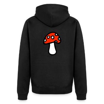 mushroom - Unisex Premium Organic Zip Hoodie - black - Back - Nico (187cm)