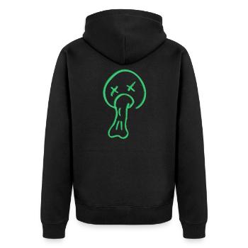 Kotzen - Lustig - Unisex Premium Bio Zip Hoodie - Schwarz - Hinten - Nico (187cm)