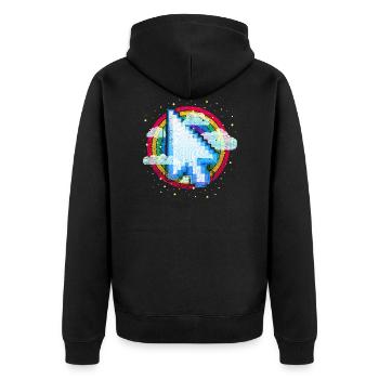 Cursor (Regenbogen) - Unisex Premium Bio Zip Hoodie - Schwarz - Hinten - Nico (187cm)