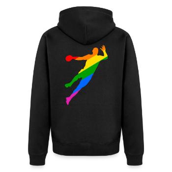 joueur de handball coloré - plus de tolérance dans le sport - Veste à capuche bio Premium Unisexe - noir - Dos - Nico (187cm)
