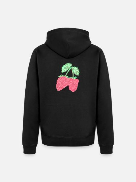 Raspberry - raspberry - plant - Unisex Premium Organic Zip Hoodie - black