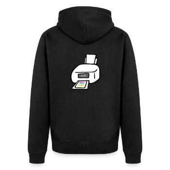 Drucker - Unisex Premium Bio Zip Hoodie - Schwarz - Hinten - Nico (187cm)