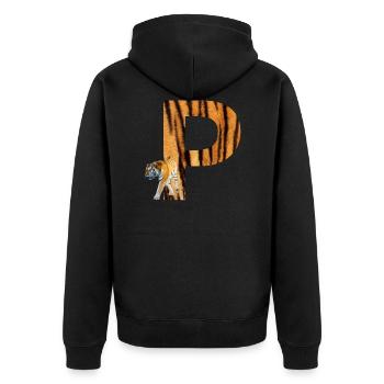 tiger p - Unisex Premium Bio Zip Hoodie - Schwarz - Hinten - Nico (187cm)