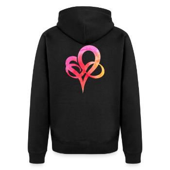 Watercolor heart - Unisex Premium Organic Zip Hoodie - black - Back - Nico (187cm)