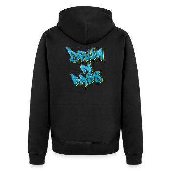 Street DnB - Unisex Premium Bio Zip Hoodie - Schwarz - Hinten - Nico (187cm)