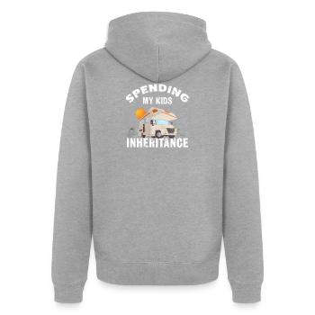 Vererbung meiner Kinder ausgeben | Lustiges Wohnmobil - Unisex Premium Bio Zip Hoodie - Grau meliert - Hinten - Nico (187cm)