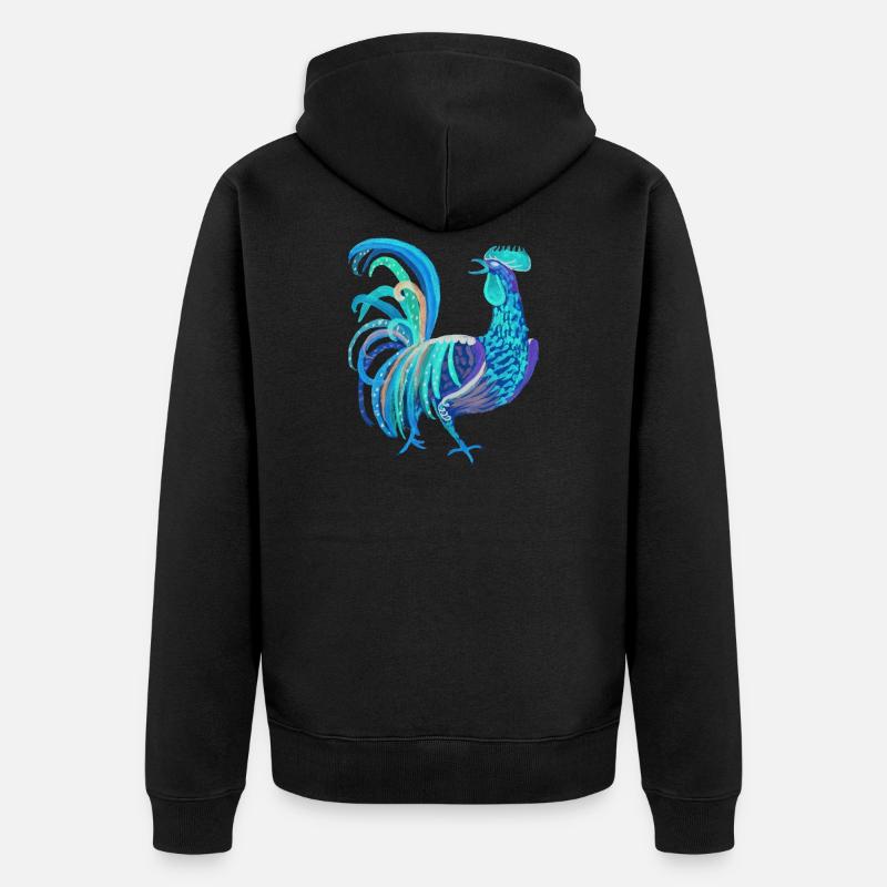 blauer Hahn - Unisex Premium Bio Zip Hoodie - Schwarz