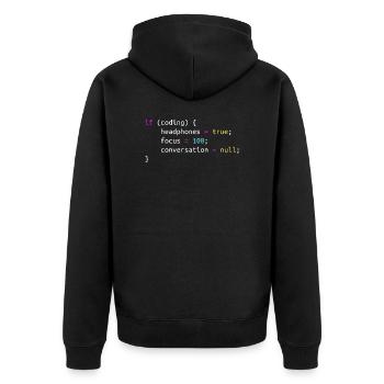 Cadeau drôle pour casque de programmeur lors du codage - Veste à capuche bio Premium Unisexe - noir - Dos - Nico (187cm)