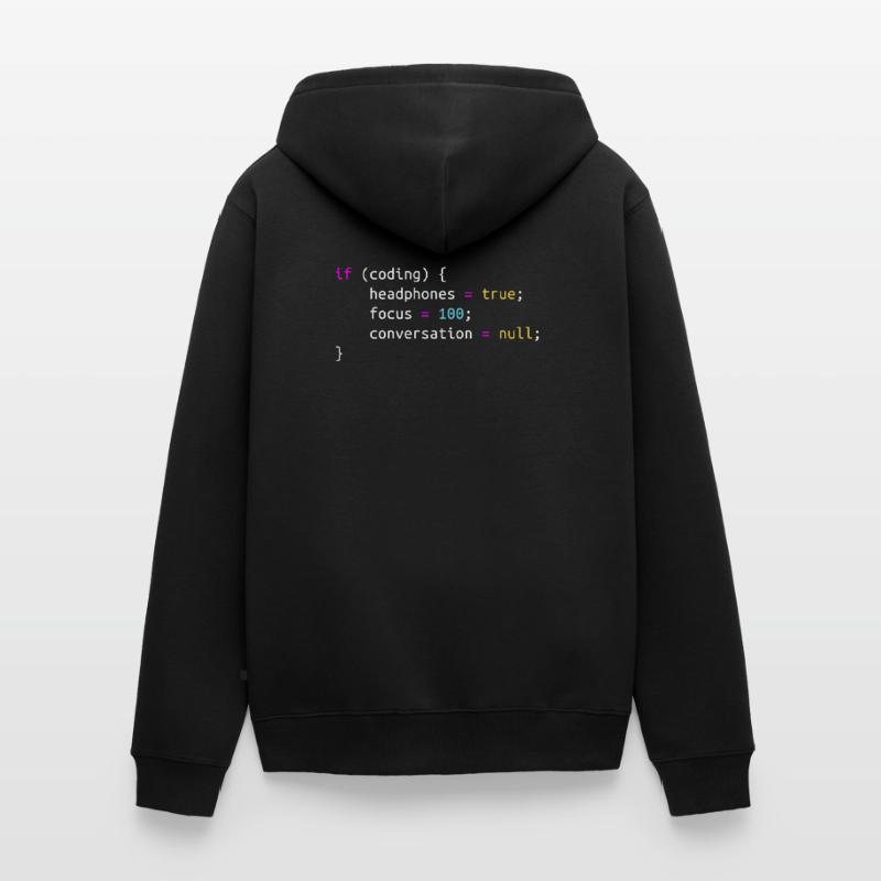 Funny gift for Programmer Headphones while Coding Unisex Premium Organic Zip Hoodie