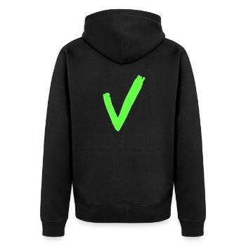 Häkchen - Unisex Premium Bio Zip Hoodie - Schwarz - Hinten - Nico (187cm)