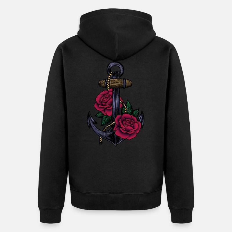 Ancre et roses - Veste à capuche bio Premium Unisexe - undefined