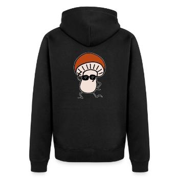 Pilz - Unisex Premium Bio Zip Hoodie - Schwarz - Hinten - Nico (187cm)