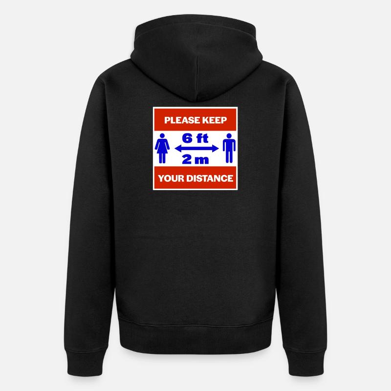 Bitte halten Sie Abstand - Unisex Premium Bio Zip Hoodie - Schwarz