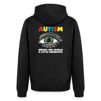 Autism Awareness T- shirts - Unisex Premium Organic Zip Hoodie - black - Back - Nico (187cm)