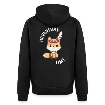 Cute fox - ADVENTURE TIME - Unisex Premium Organic Zip Hoodie - black - Back - Nico (187cm)