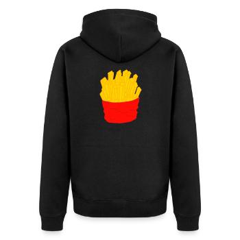 French Fries - Food - Gift - Unisex Premium Organic Zip Hoodie - black - Back - Nico (187cm)