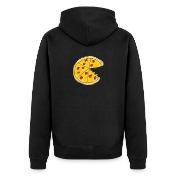 Pizza - drawing - Unisex Premium Organic Zip Hoodie - black - Back - Nico (187cm)