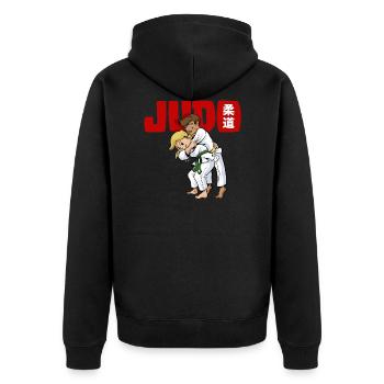 Enfants Judo - Veste à capuche bio Premium Unisexe - noir - Dos - Nico (187cm)