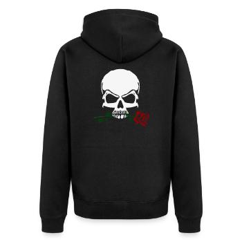 Rose et crâne - Veste à capuche bio Premium Unisexe - noir - Dos - Nico (187cm)