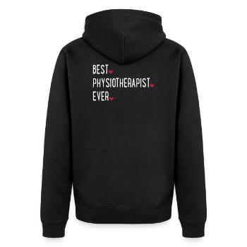 Best Physiotherapist ever - Unisex Premium Bio Zip Hoodie - Schwarz - Hinten - Nico (187cm)