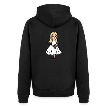 Zeichnung - Braut - Unisex Premium Bio Zip Hoodie - Schwarz - Hinten - Nico (187cm)