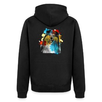 Sheltie Watercolors Colorful - Unisex Premium Organic Zip Hoodie - black - Back - Nico (187cm)