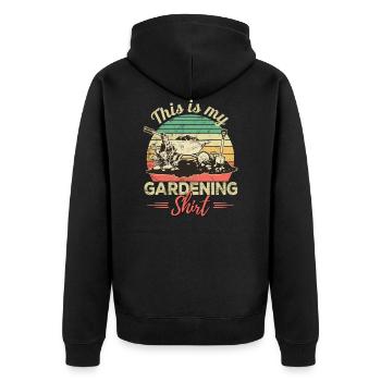 Ceci est ma chemise de jardinage - jardinier - Veste à capuche bio Premium Unisexe - noir - Dos - Nico (187cm)