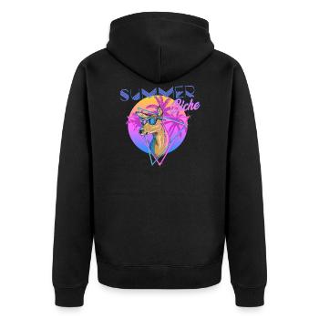 Sommerhirschkuh - Unisex Premium Bio Zip Hoodie - Schwarz - Hinten - Nico (187cm)