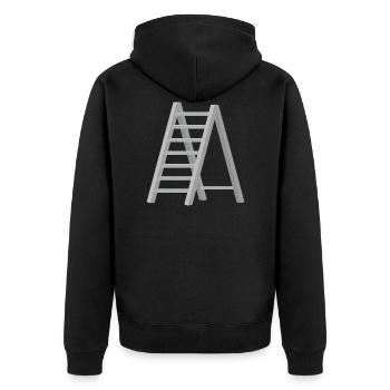 Leiter - Unisex Premium Bio Zip Hoodie - Schwarz - Hinten - Nico (187cm)