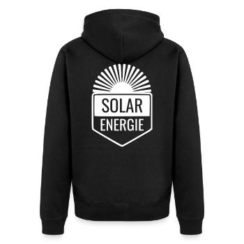 SOLARENERGIE - Unisex Premium Bio Zip Hoodie - Schwarz - Hinten - Nico (187cm)