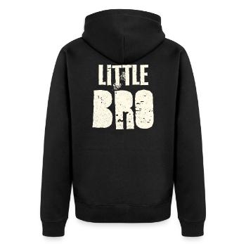 Geschenkidee für kleinen Bruder - Unisex Premium Bio Zip Hoodie - Schwarz - Hinten - Nico (187cm)