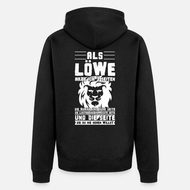 Stolz Illustration Sternzeichen Löwe Spruch - Unisex Premium Bio Zip Hoodie - Schwarz