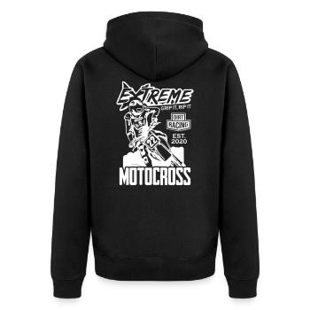 Extreme Motocross - Unisex Premium Bio Zip Hoodie - Schwarz - Hinten - Nico (187cm)