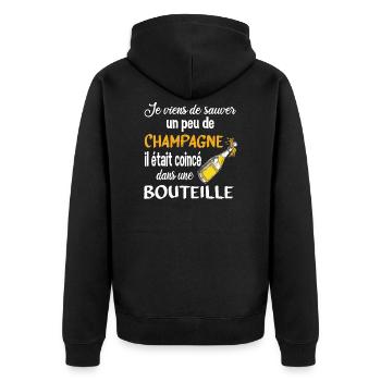 Cadeau alcool humour fête apéro - Veste à capuche bio Premium Unisexe - noir - Dos - Nico (187cm)