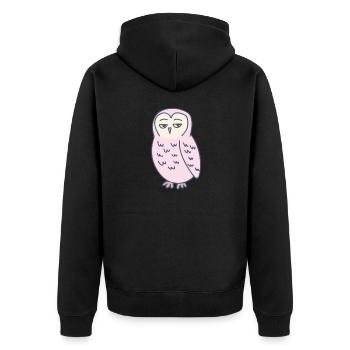Eule Genervt Lustig - Unisex Premium Bio Zip Hoodie - Schwarz - Hinten - Nico (187cm)