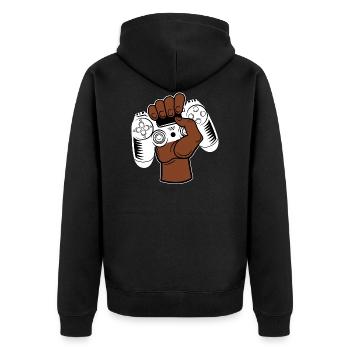 Gaming Controller - Unisex Premium Bio Zip Hoodie - Schwarz - Hinten - Nico (187cm)