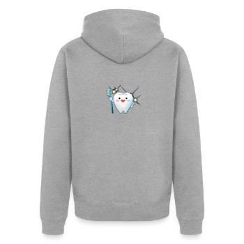 La petite souris - Veste à capuche bio Premium Unisexe - gris chiné - Dos - Nico (187cm)