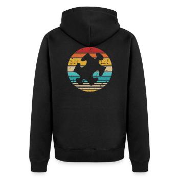 puzzle - Unisex Premium Organic Zip Hoodie - black - Back - Nico (187cm)