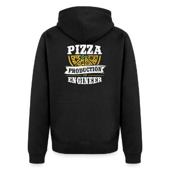 Pizza Production Engineer - Pizza - Unisex Premium Bio Zip Hoodie - Schwarz - Hinten - Nico (187cm)
