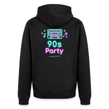 90s Party Neon - Unisex Premium Bio Zip Hoodie - Schwarz - Hinten - Nico (187cm)