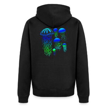Jellyfish fuorescent BytheManzanitas - Unisex Premium Organic Zip Hoodie - black - Back - Nico (187cm)