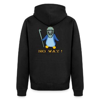 hockey feldhockey torwart no way hockeytormann - Unisex Premium Bio Zip Hoodie - Schwarz - Hinten - Nico (187cm)
