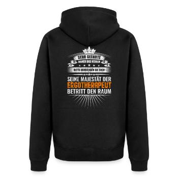 Spruch Ergotherapeut Vintage - Unisex Premium Bio Zip Hoodie - Schwarz - Hinten - Nico (187cm)