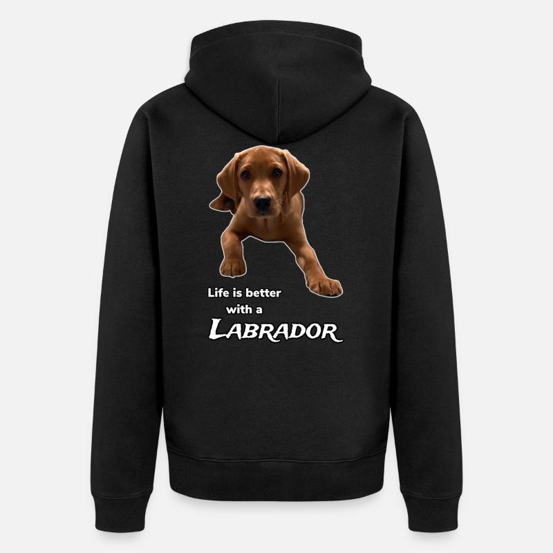 Das Leben ist besser mit einem Labrador - Unisex Premium Bio Zip Hoodie - Schwarz