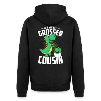 Cousin - Unisex Premium Bio Zip Hoodie - Schwarz - Hinten - Nico (187cm)