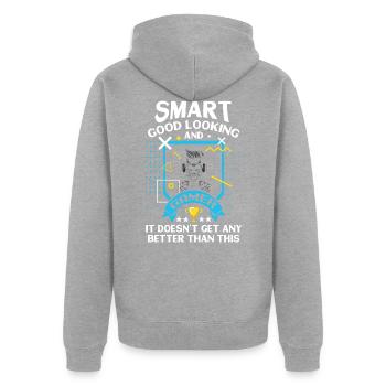 Cooles Lustiges Gamer originelles witziges Shirt - Unisex Premium Bio Zip Hoodie - Grau meliert - Hinten - Nico (187cm)