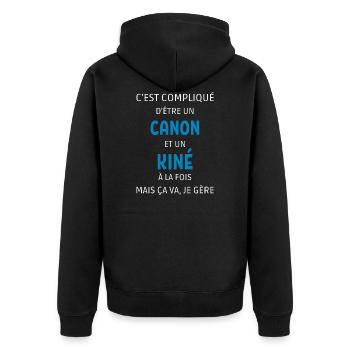 Je suis un canon et un kiné ! cadeau kiné - Veste à capuche bio Premium Unisexe - noir - Dos - Nico (187cm)