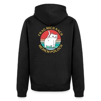 Frag mich nach meinem Poloch - Unisex Premium Bio Zip Hoodie - Schwarz - Hinten - Nico (187cm)