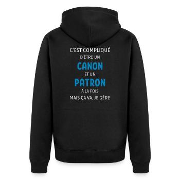 Je suis un canon et un patron ! cadeau patron - Veste à capuche bio Premium Unisexe - noir - Dos - Nico (187cm)