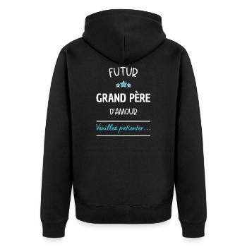 Futur grand père d'amour ! Cadeau grand père - Veste à capuche bio Premium Unisexe - noir - Dos - Nico (187cm)